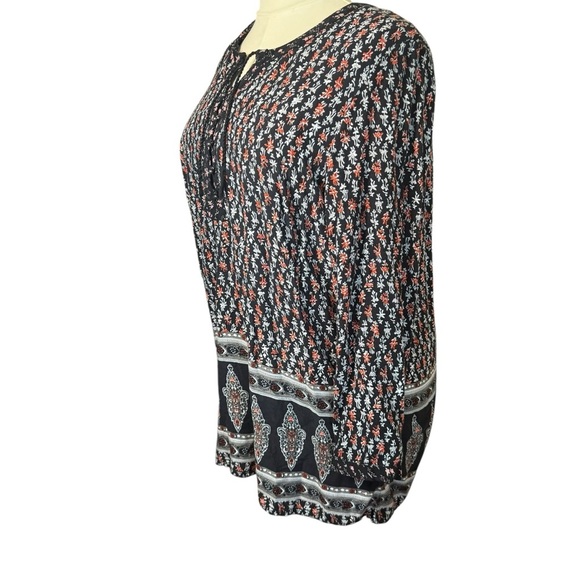 Ulla Popken Womens Plus Boho Top 20/22 Bohemian Flowy Peasant Festival Neutral - Picture 4 of 12